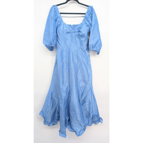 NWT Anthropologie HUTCH Twist-Front Puff-Sleeve Ruffle-Hem Dress Sz S #NB459 - Picture 2 of 11